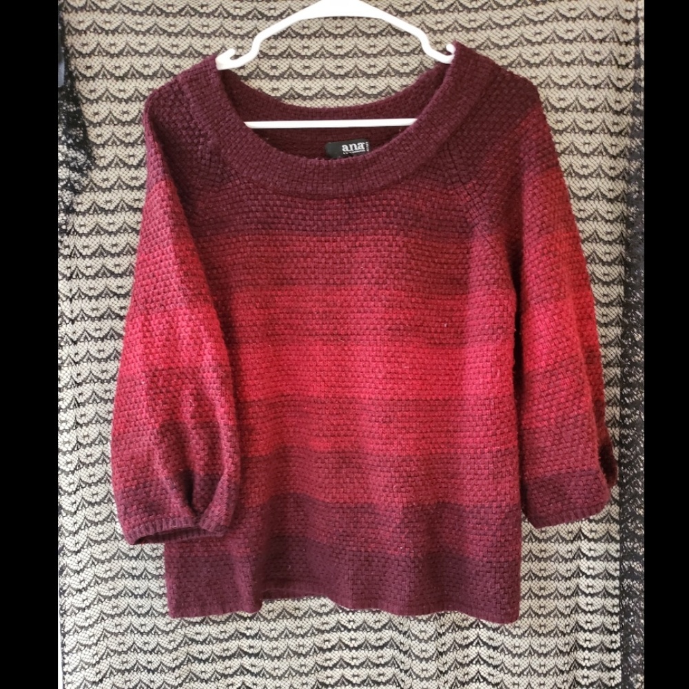 ANA Sinched Sleeve Thick Ombre Striped Sweater